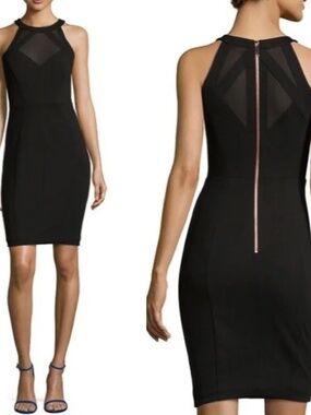 Ted Baker Black Mesh Insert Bodycon Dress NWT Size 6 Cocktail, Date Night, LBD